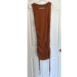 BTFBM Rust Colored Ruched Tie Dress - S